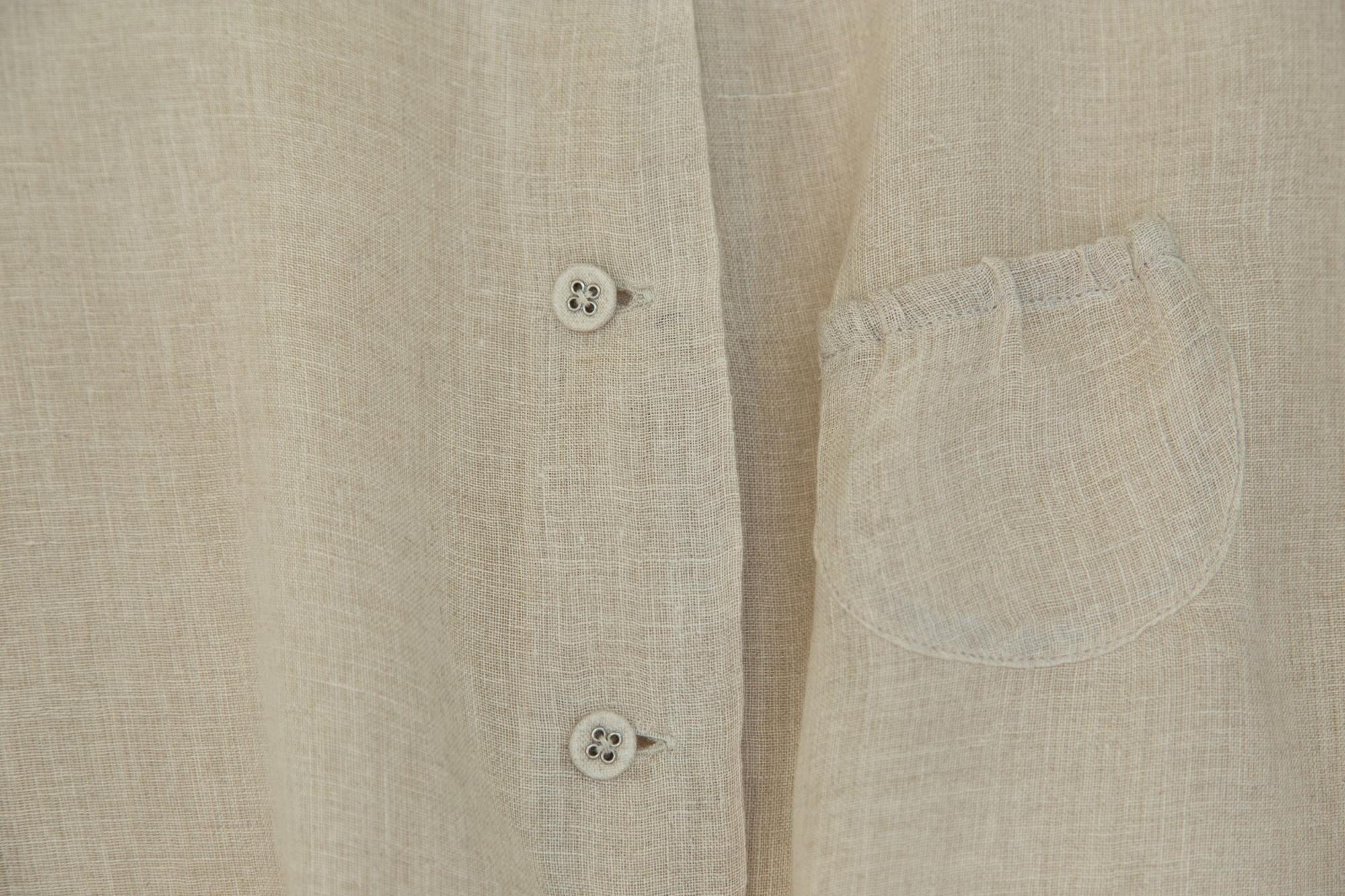 Plain white linen shirt before embroidery